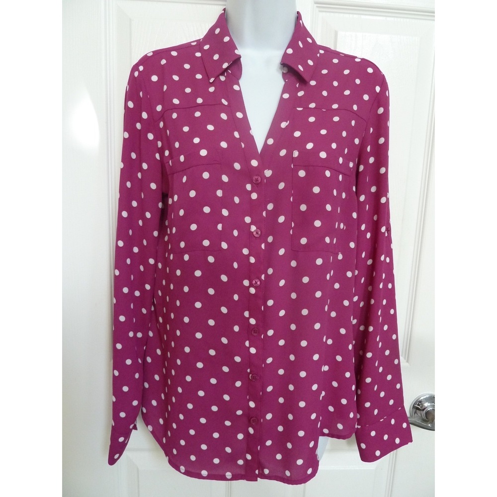 EXPRESS Size M 8/10 Portofino Shirt Slim Fit Polka Dot Career Office Roll-Tab